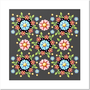 Millefiori Folkloric Floral Posters and Art